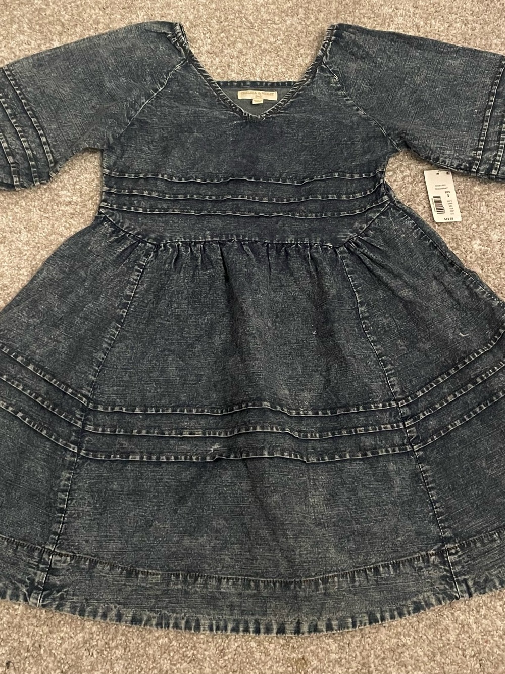 Chelsea & Violet Girls Chambray Puff Sleeve Dress – Size S NWT